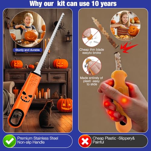 Pumpkin Carving Tools with Stencils 5PCS Halloween Pumpkin Carving Kit Orange - Adults & Kids