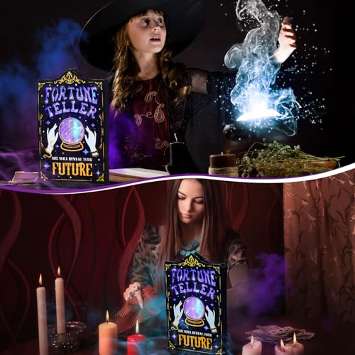 Halloween Fortune Teller LED Tabletop Sign - Spooky Gothic Decor with Blue Glow