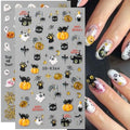 Halloween Nail Stickers Spooky & Cute Nail Art Decals Style-17 - 2 Sheets