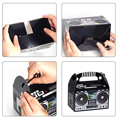 Retro Boombox Favor Boxes - 6.3 x 3.74 x 3.74 Inches, Pack of 3, 12 Count