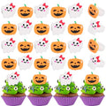 Halloween Cupcake Toppers Set - Ghost and Pumpkin Designs, 30 pcs, Kids & Party Decorations