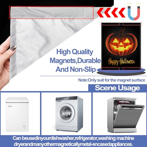 Halloween Spooky Pumpkin Dishwasher Magnet Cover - Reusable Kitchen Decor, 23x26 Inch