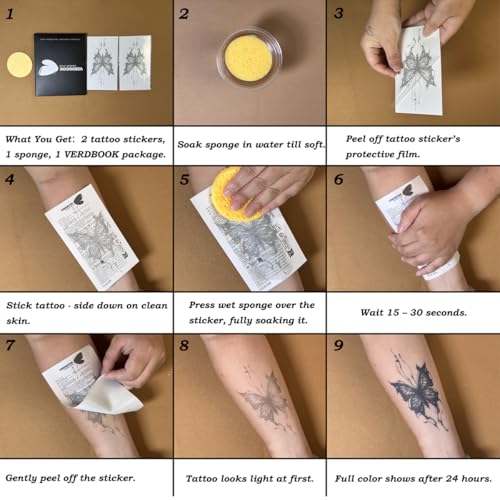 Waterproof Semi-Permanent Flower Bouquet Tattoos for Women - 2 Sheets