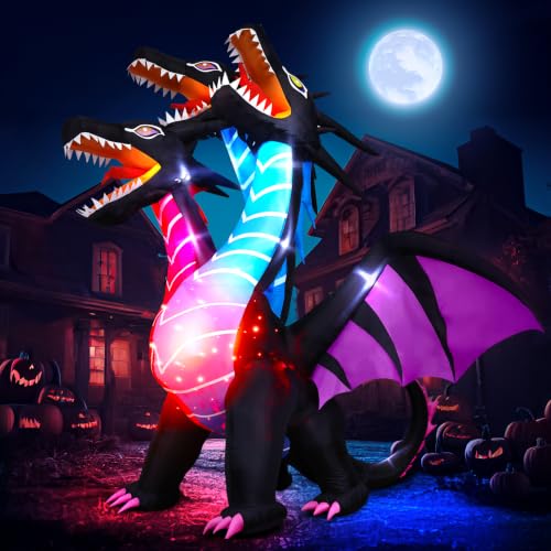 Tall Halloween Inflatable Dragon with LEDs for Lawn Garden Yard Decor - 8 FT