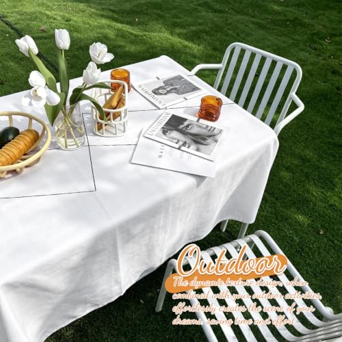 White Geometric Rhombus Pattern Table Cloth for 6ft Rectangular Table - 60x102 Inch - Variation of Rhombus / 102" x 60"