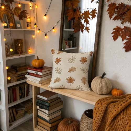 Fall Pillow Covers 18x18 Inch Pumpkin Decor Autumn Throw Pillow Case - White Fall1