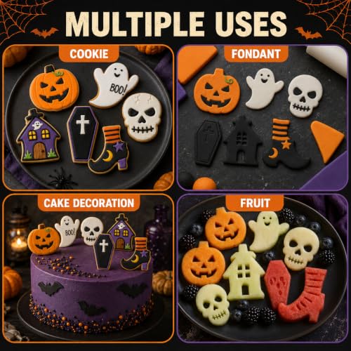 Halloween Cookie Cutter Set - 6 Pcs Stainless Steel Biscuit Cutters - Halloween