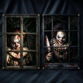 Halloween Scary Clown Window Decor Set - Crazy Clowns Variant, 32 x 47 Inches