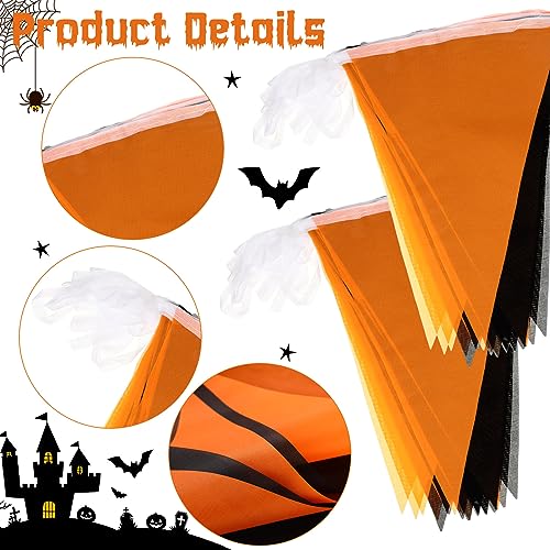 Halloween Pennant Banner Flags - Orange & Black 10 Pcs, 32.8ft Long, Party Decorations