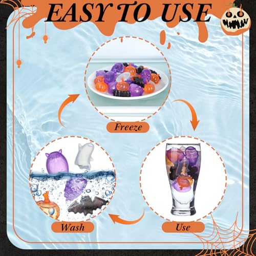 Halloween Reusable Ice Cubes Set - Ghost & 99 Other Shapes for Drinks & Decor - 100 Pieces