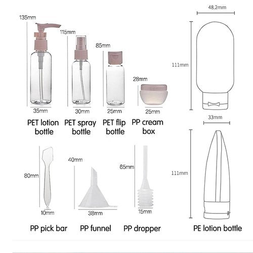 12 Pack Travel Bottles Set for Toiletries TSA Approved Travel Size Containers for Toiletries with Labels BPA Free Leakproof Squeezable Refillable Airplane Travel Accessories for Shampoo Conditioner