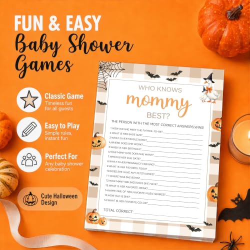 Gender Reveal Who Knows Mommy Best Halloween Baby Shower Game Set - Halloween Goose Variation