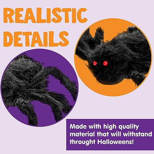 Giant 6.5ft Halloween Spider Decoration with LED Eyes - Outdoor & Indoor Horror Prop