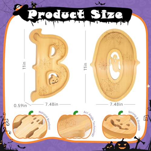 Halloween Wooden Charcuterie Board Set - BOO Letters with 14 Balloons - Party Table Decor
