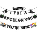 Halloween Banner Decor - I Put A Spell On You & Now You Are Mine Garland, Witch & Bat Halloween Decorations
