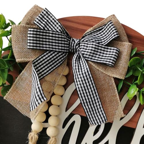 Hello Door Wreath for Front Door - Spring Farmhouse Decor, 13 Inch Black Brown