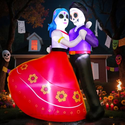 Halloween Inflatable Dancing Skeleton Couple - Día de Los Muertos 6FT Decor with Built-in LEDs