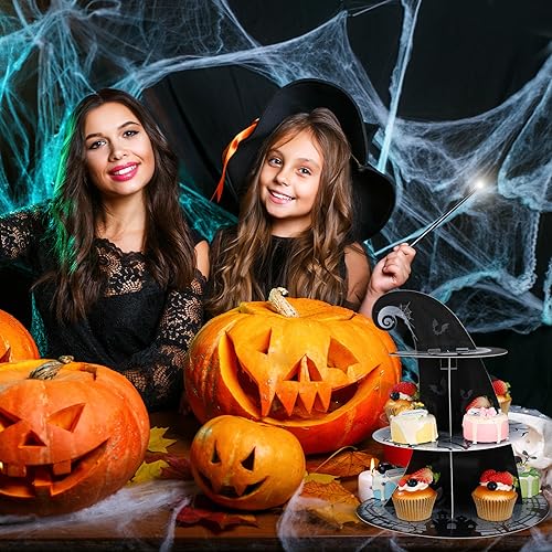Halloween Cupcake Stand Tower - Classic 3-Tier Pumpkin Bat Cake Display