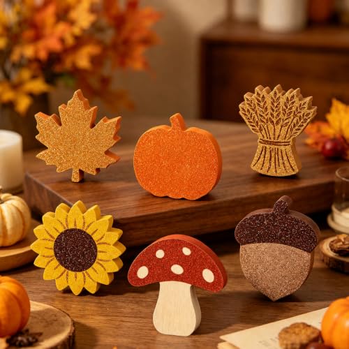 Fall Decor Leaf Pumpkin Sunflower Acorn Set - Rustic Autumn Home Decorations