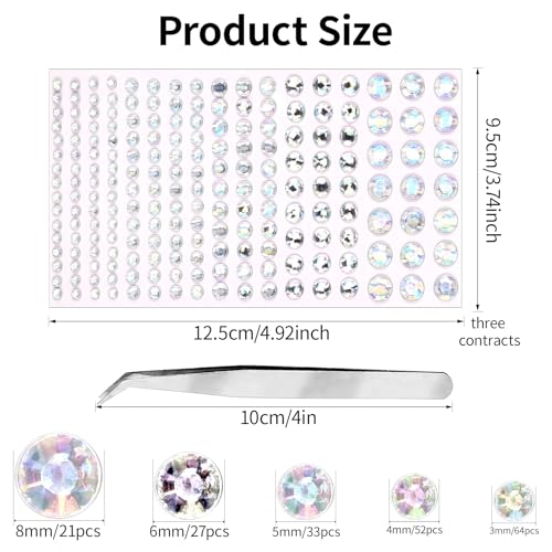 Self-Adhesive Face Gems Pearls for Makeup Halloween Rave Accessories 21 Laser Clear