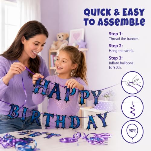 Halloween Birthday Party Decorations Set with Banner Balloons Cake Toppers Spooky Theme