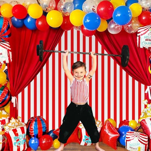 Red Carnival Tablecloth Roll - 100 Ft Plastic Party Cover for Birthday Halloween