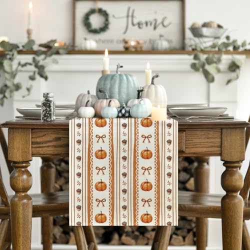 Orange 13x36 Inch Fall Table Runner - Polyester Home Decor for Parties