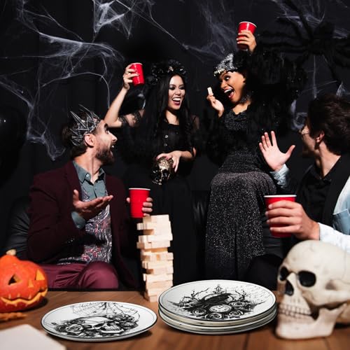 Halloween Ceramic Dinnerware Set - 4 Gothic Plates for Parties & Decor