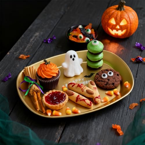 Halloween Candy Dish Set - BOO Spider 3 Pack Serving Trays for Trick-or-Treat