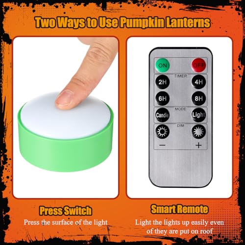 Halloween Pumpkin LED Lights Set - Green, Orange, Purple with Remote & Modes