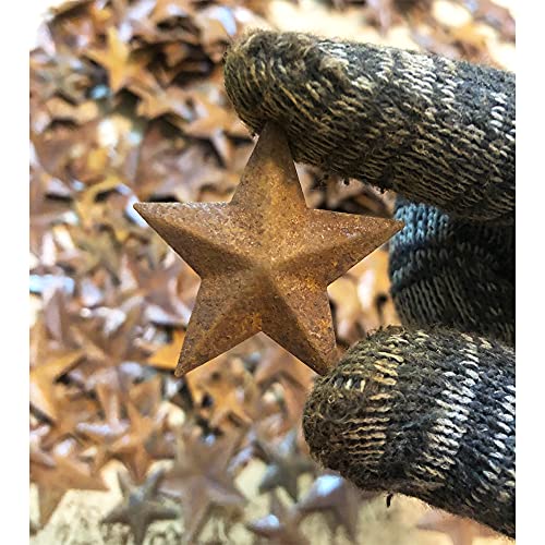 Rusty Metal Barn Stars Set - 40pcs Mini Rustic Holiday Wall Decor - Black+Pink