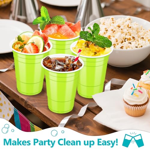 Lime Green Plastic Cups - 16 oz Disposable Party Cups, 50 Pack