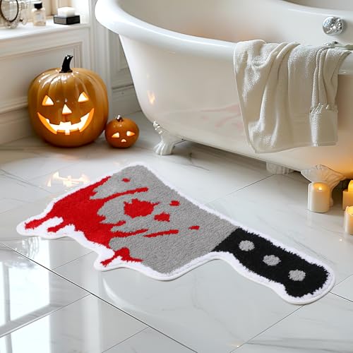 Halloween Bloody Knife Bath Rug Non-Slip Water Absorbent Mat Bathroom Shower Kitchen Decor
