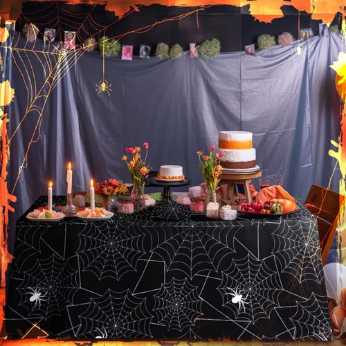 6 Ft Halloween Spider Web Tablecloth Spooky Party Decor