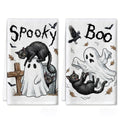 Halloween Kitchen Towels Spooky Ghost - Waffle Weave Decor & Practical Dish Cloths