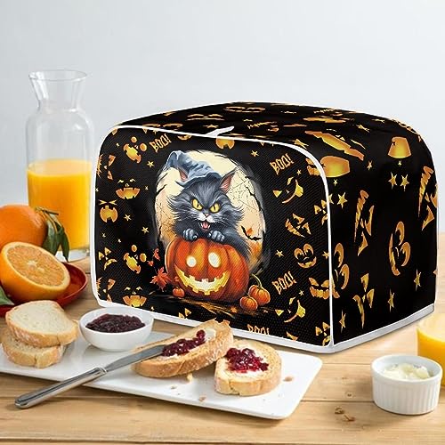 Toaster Cover 4 Slice Ghost Pumpkin Cat Dustproof Kitchen Appliance Protector - Halloween Decor
