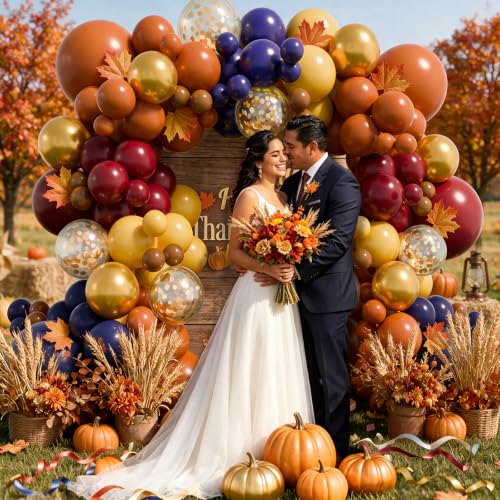Fall Balloon Arch Kit for Birthday Party Thanksgiving Wedding Decorations - Burgundy Red Yellow Orange Purple