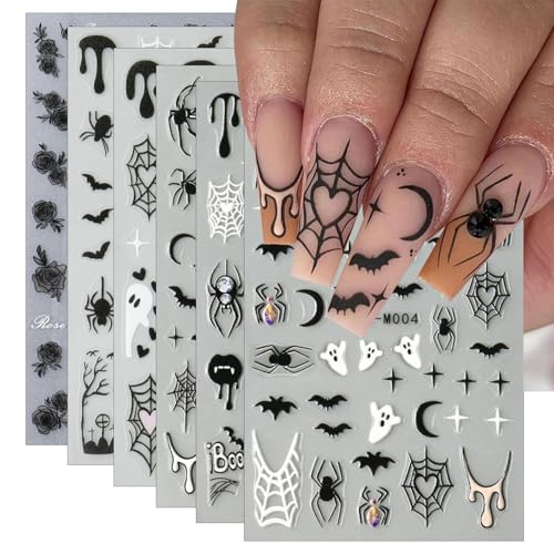 Halloween Nail Stickers Spider Variation - Self-Adhesive Nail Art Decals for DIY Manicure