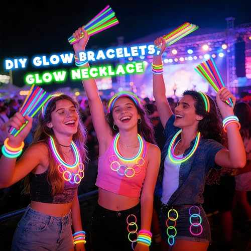 360 Pack Glow Sticks Bulk Party Supplies - Bright Neon Glow in the Dark