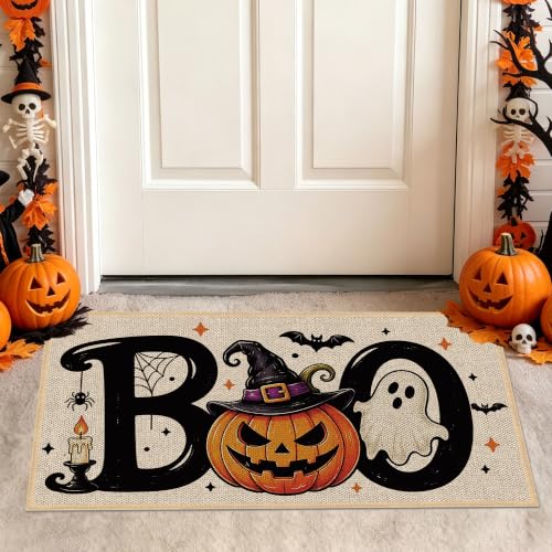 Halloween Pumpkin Ghost Kitchen Rugs Set with 3 Sizes - Festive Carpet Decor, Variation: Pumpkin Ghost Witch