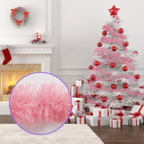 Pink Tinsel Garland 50 Feet Christmas Party Decoration - Macaron Pink