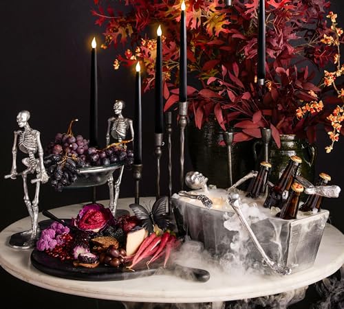 24Pcs Battery Operated Halloween Flameless Taper Candles - Safe Black Decor