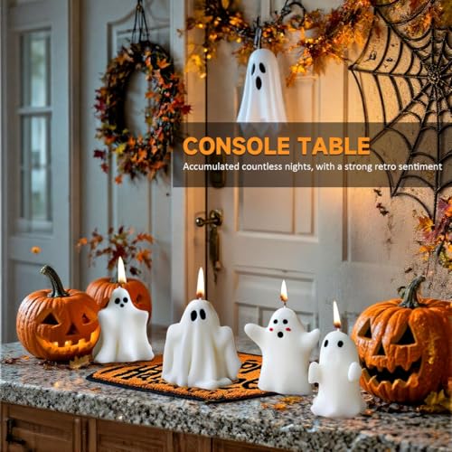 Halloween Ghost Scented Candles Set - 4 Tea Light Decorative Candles