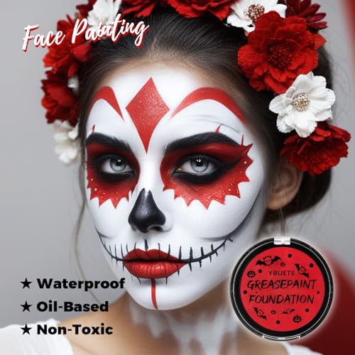 Red Oil-Based Face & Body Painting Foundation for Halloween SFX - Waterproof, Full Coverage, Long-lasting
