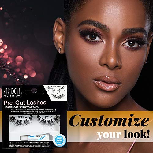 Pre-Cut False Lashes Demi Wispies Pack of 4 - Natural Look Strip Lashes with Duo Adhesive