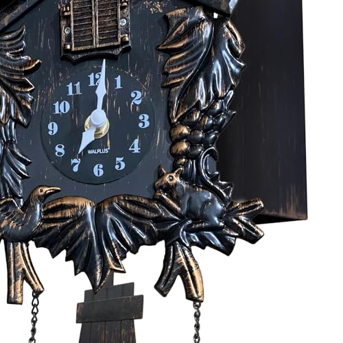 Black Cuckoo Wall Clock - Classic Bird Pendulum Home Decor - One Size