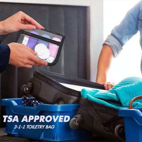 Olanmark 2 Pack TSA Approved Toiletry Bag - Quart Size Travel Bag for Toiletries - Reusable Clear Bag for Liquids - 311 Compliant Airplane Bag Purple