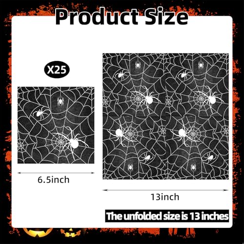 Halloween Spider Web Paper Napkins Pack of 50 - Spooky Party Disposable Tableware