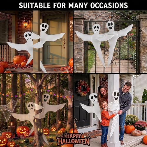 White 52-Inch Hanging Ghost Halloween Decor - Outdoor Yard Decoration, 2PCS