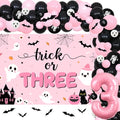 Halloween 3rd Birthday Balloon Garland Kit with Bat Wall Stickers and Foil Number 3